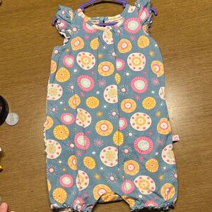 Ruffle Butts Sky Blue Floral Circle Romper